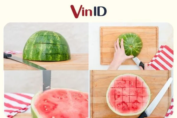 Đĩa dưa hấu hình vuông hấp dẫn, dễ kết hợp với các món ăn khác