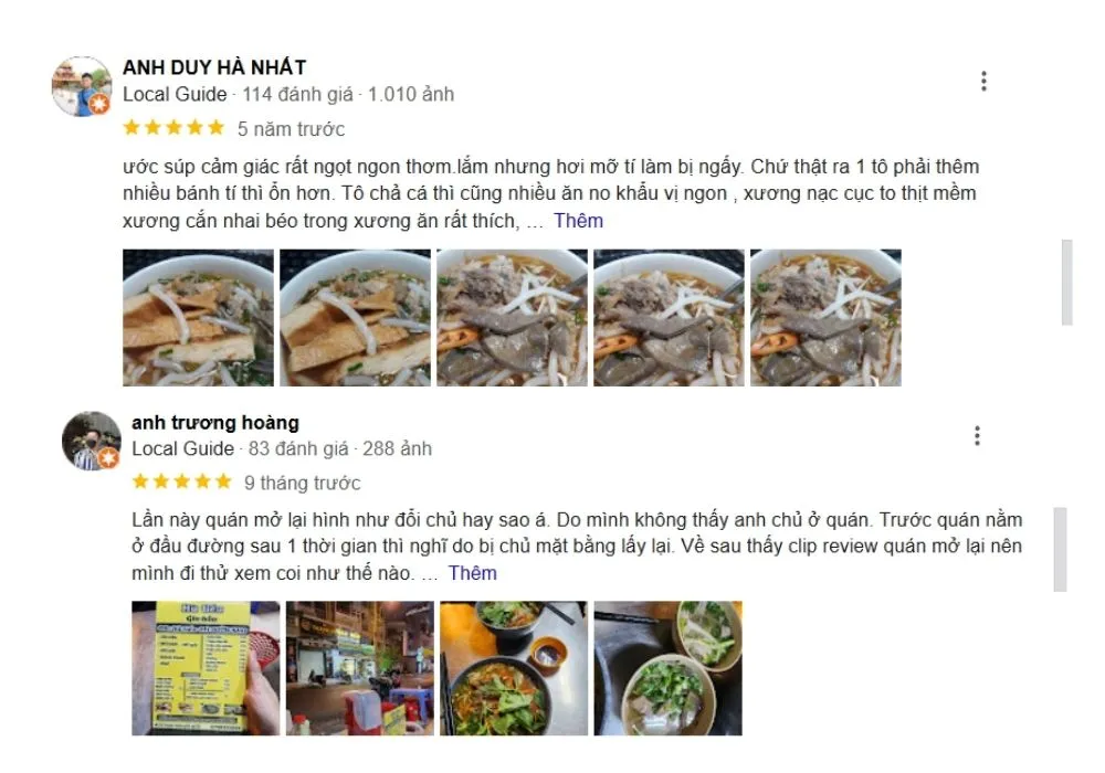 Đánh giá và nhận xét của khách hàng về Hủ tiếu Gia Bảo