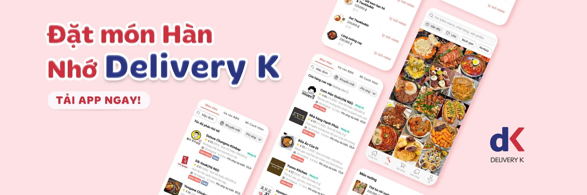 Banner thông tin liên hệ và dịch vụ của Delivery K chuyên đồ Hàn Quốc