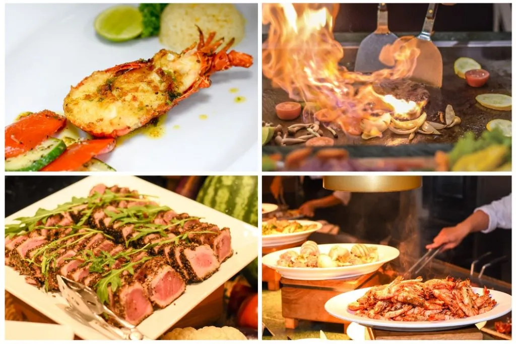 Món tôm hùm và bò bít tết đặc trưng