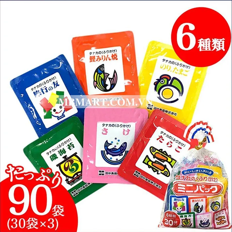 Các gói gia vị rắc cơm nhật Tanaka chia nhỏ tiện lợi cho bé