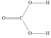 Biểu diễn công thức cấu tạo của H2CO3 với các liên kết hóa học