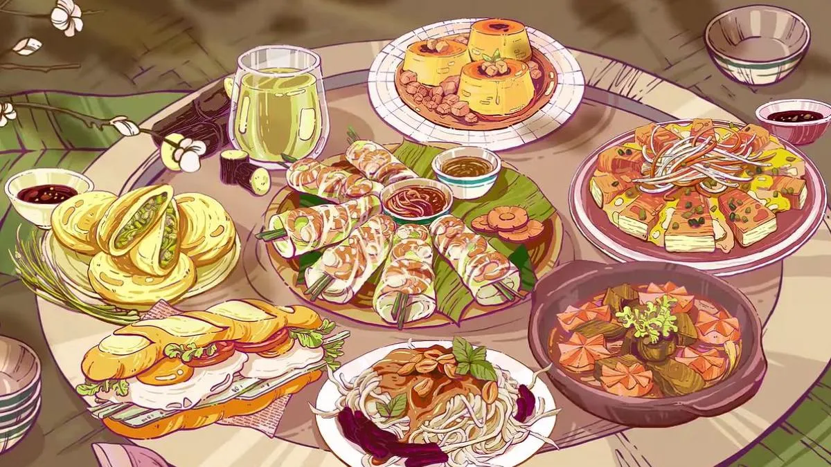 Hình nền đồ ăn cute sáng rực