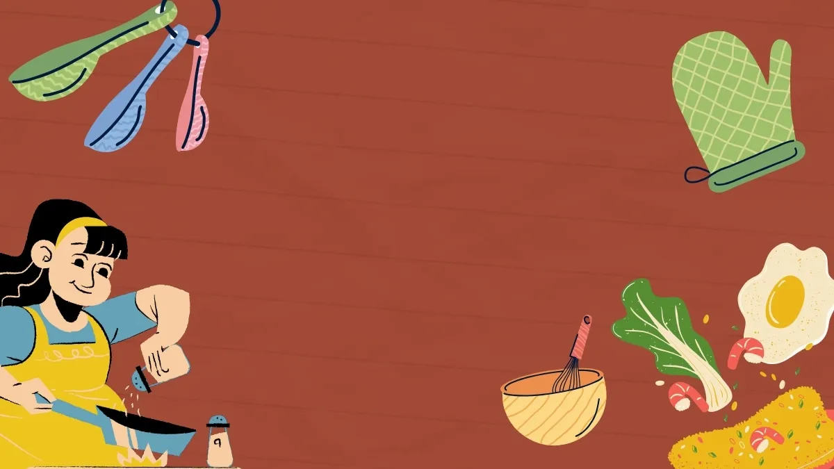 Mẫu background PowerPoint nấu ăn hoạt hình cute