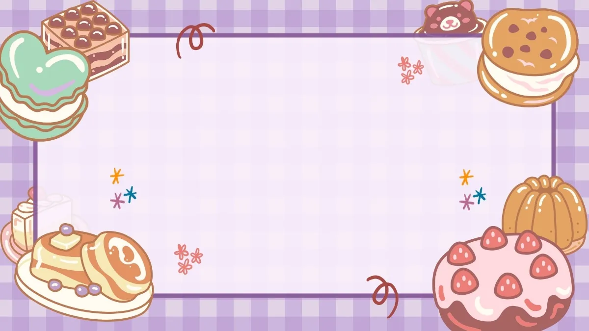 Mẫu background PowerPoint nấu ăn hoạt hình màu tím