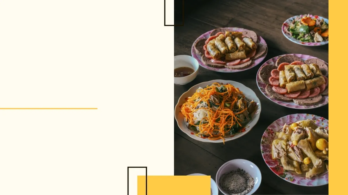Hình nền PowerPoint món ăn Việt Nam truyền thống mâm cỗ