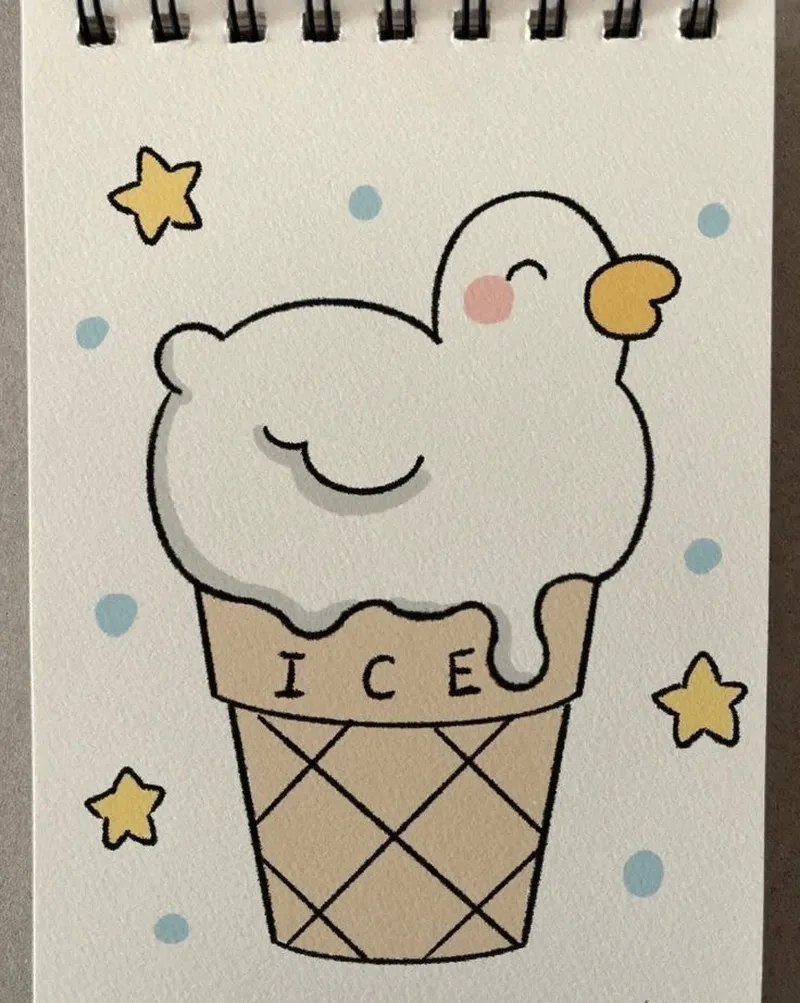 Hình vẽ cute đơn giản con vịt đáng yêu