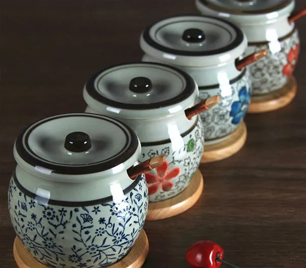 Bộ đựng gia vị sành cổ điển