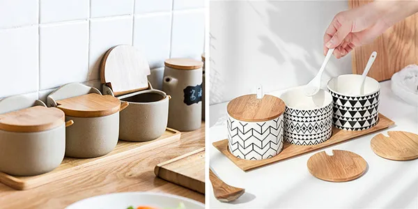 Bộ đựng gia vị sứ phong cách Bắc Âu