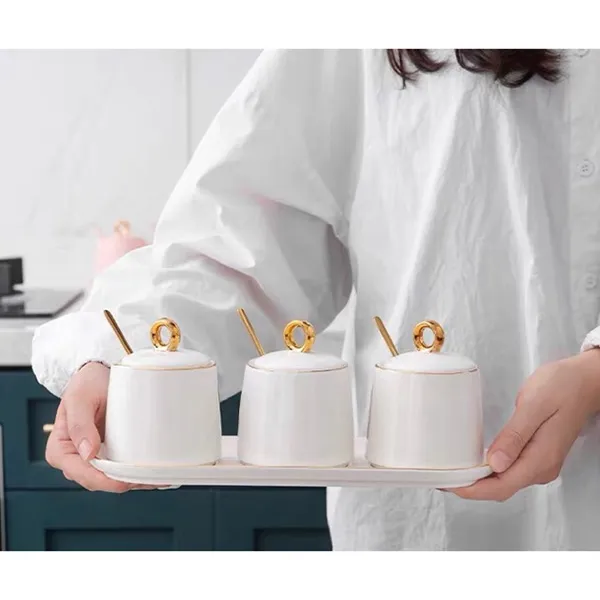 Bộ đựng gia vị bằng sứ cao cấp với thiết kế hiện đại