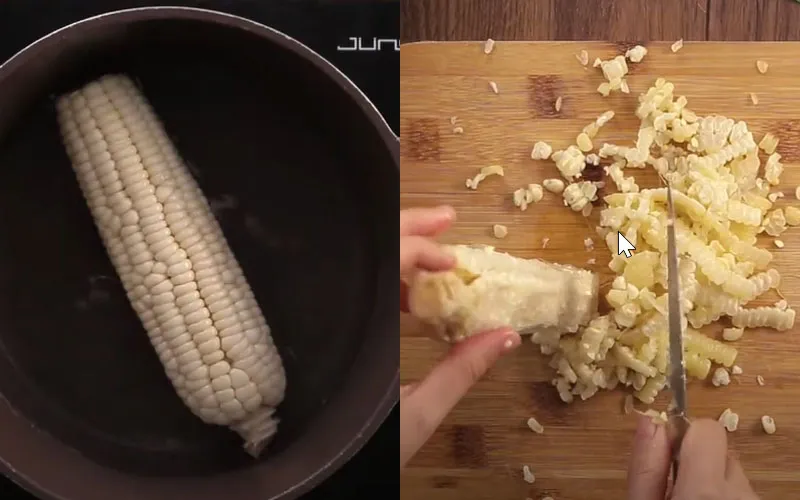Tách hạt ngô tươi để nấu chè