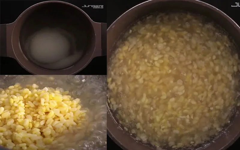 Nấu chè ngô đậu xanh trên bếp