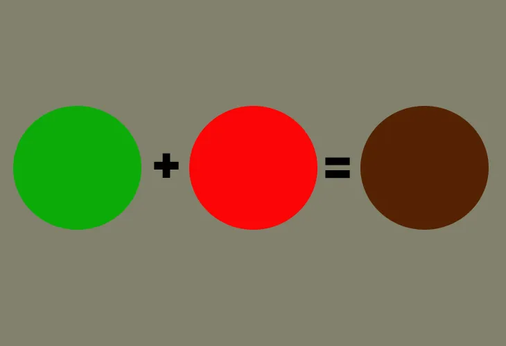 Pha màu nâu từ xanh lá và đỏ