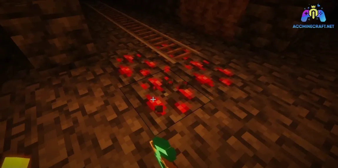 Quặng redstone thường xuất hiện thành mạch lớn ở tầng sâu