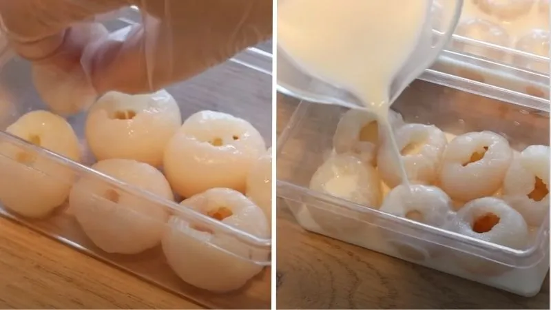 Xếp vải vào khuôn và đổ khúc bạch lên trên