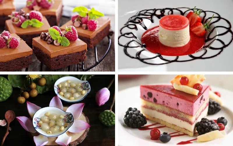 Người nấu trang trí món tráng miệng ngọt ngào, tinh tế cho cuộc thi