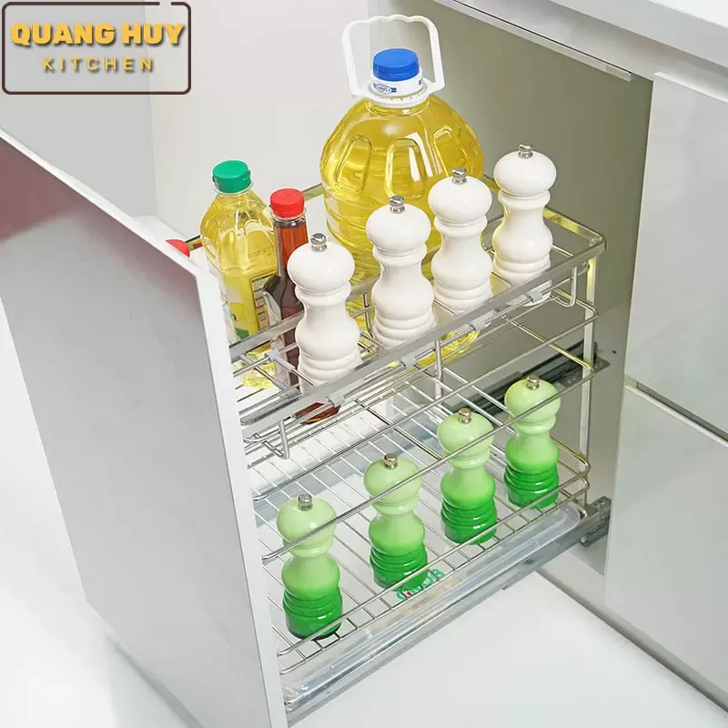 Kệ để gia vị inox 304 cao cấp cho tủ bếp dưới