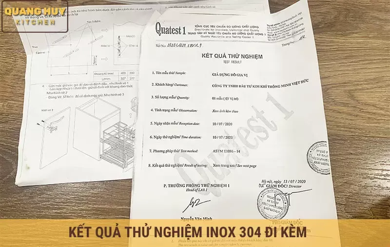 Giấy chứng nhận chất lượng Inox 304 từ Tổng cục Đo lường