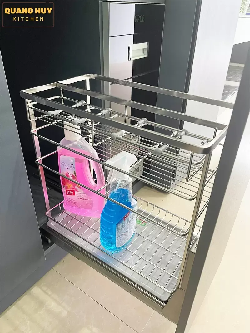 Hệ thống ray giảm chấn chịu lực tốt cho kệ đựng gia vị