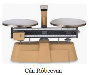 Cân Roberval hai đĩa cân với quả cân chuẩn, dùng trong phòng thí nghiệm