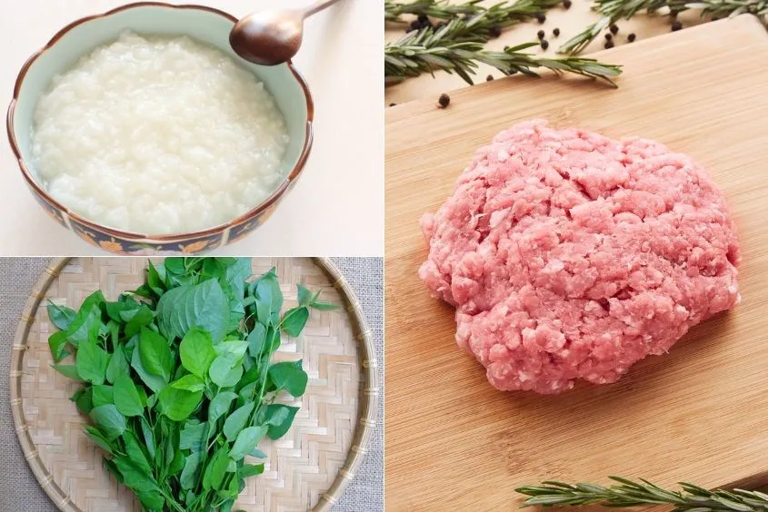 Kết hợp thêm rau ngót vào cháo thịt heo cho bé