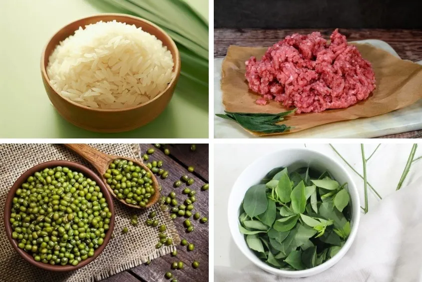 Làm cháo thịt heo đậu xanh cho bé với rau ngót