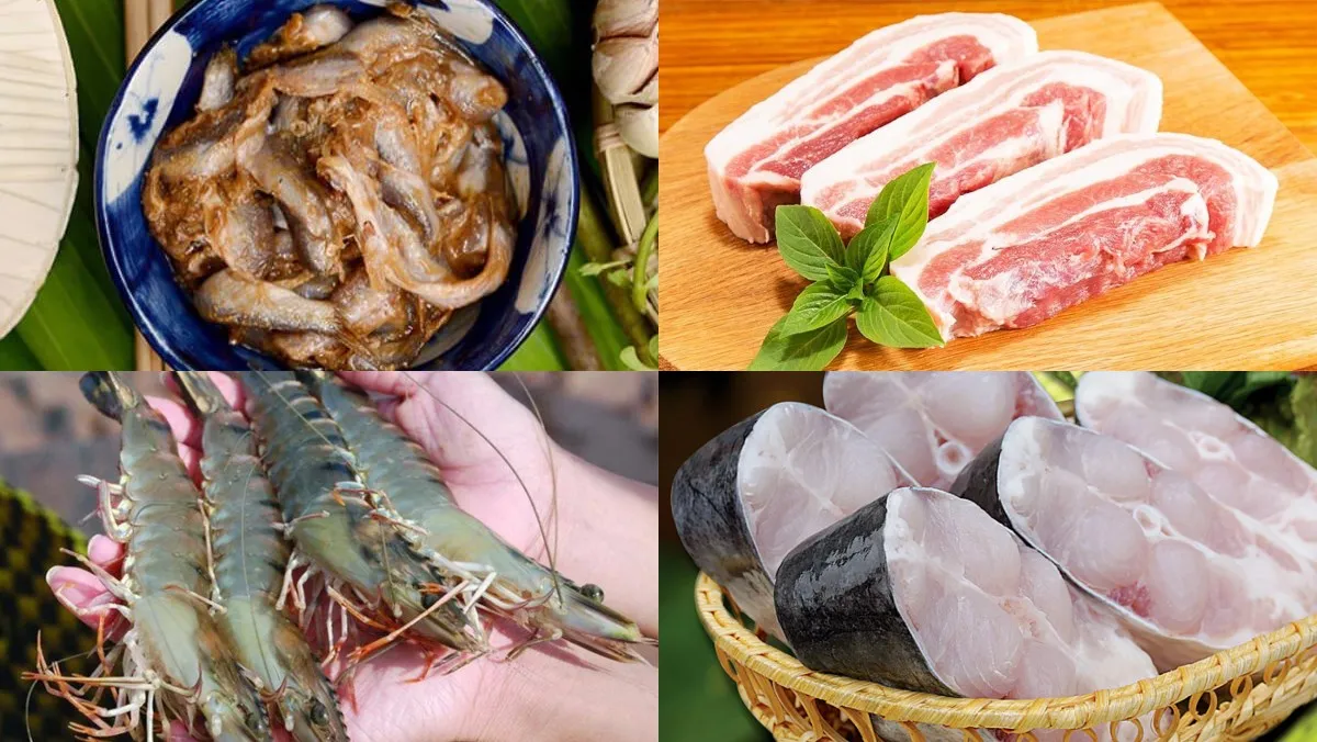 Nguyên liệu sơ chế sẵn sàng cho món lẩu mắm cá linh