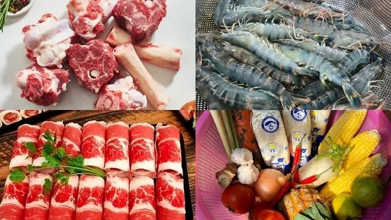 Thành phẩm tôm và thịt bò trang trí bắt mắt trên bàn tiệc