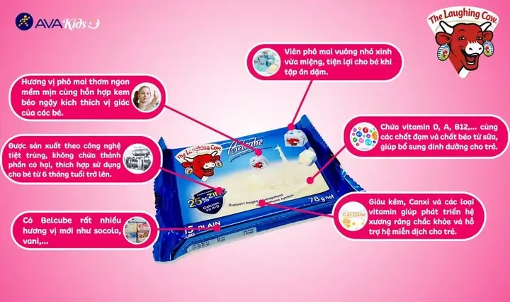 Mẫu phô mai Belcube hình vuông tiện lợi cho bữa ăn của trẻ