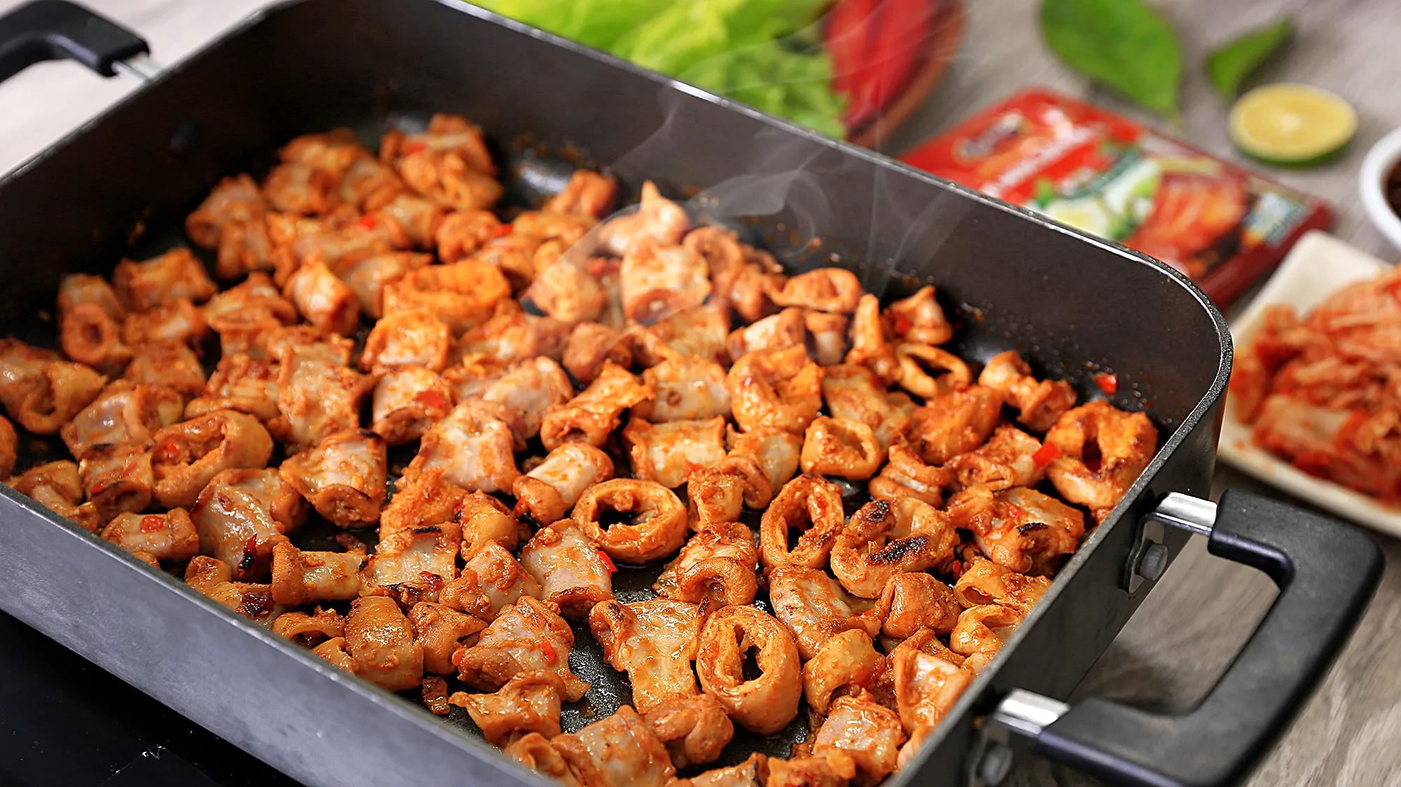 Hướng dẫn thực hiện món lòng heo nướng bằng gia vị thịt nướng hàn quốc