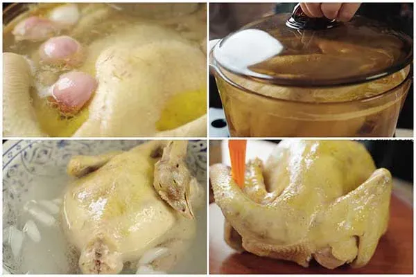 Luộc gà chín tới, giữ màu vàng đẹp