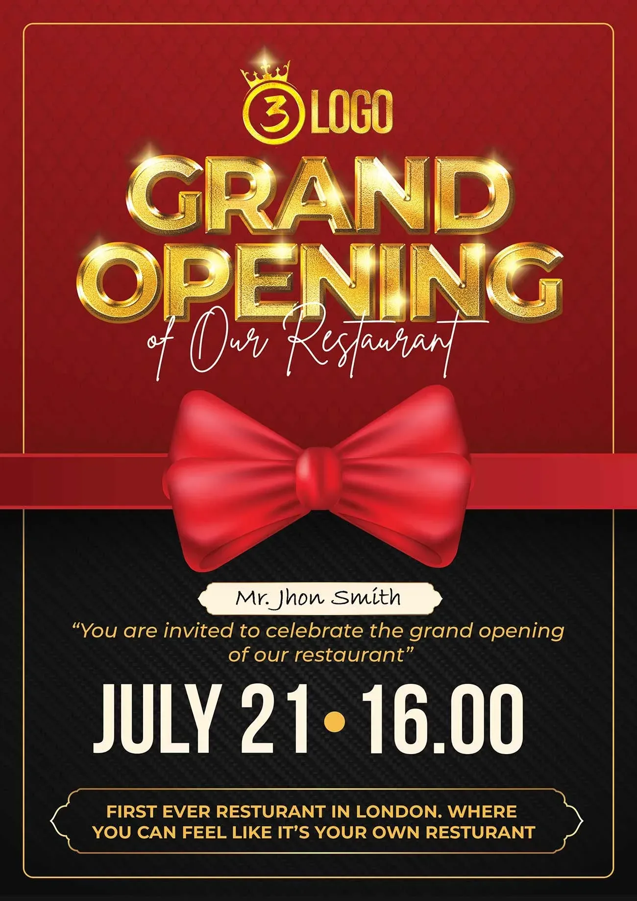 Banner khai trương nhà hàng tích hợp mã QR và đầy đủ thông tin liên hệ hiện đại