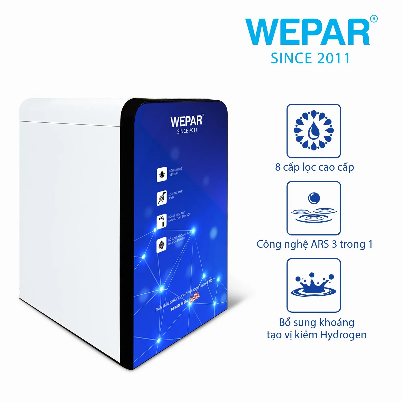 Máy lọc nước gắn lavabo WEPAR WP8-Lux Hydrogen cao cấp