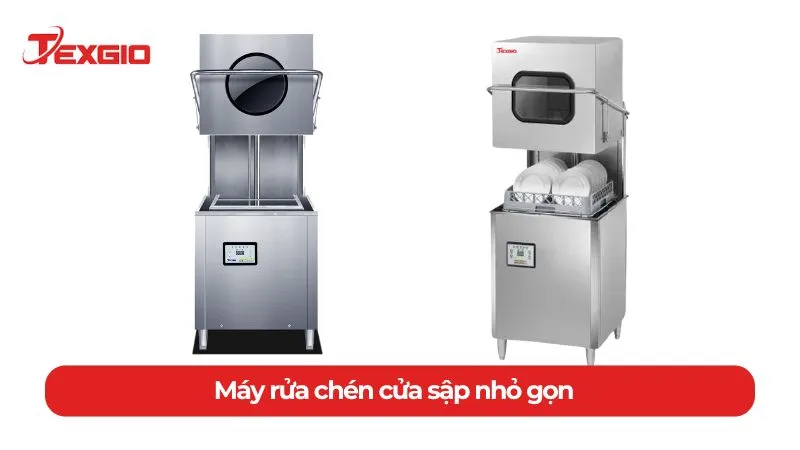 Máy rửa bát quán ăn dạng cửa sập phù hợp không gian bếp nhỏ