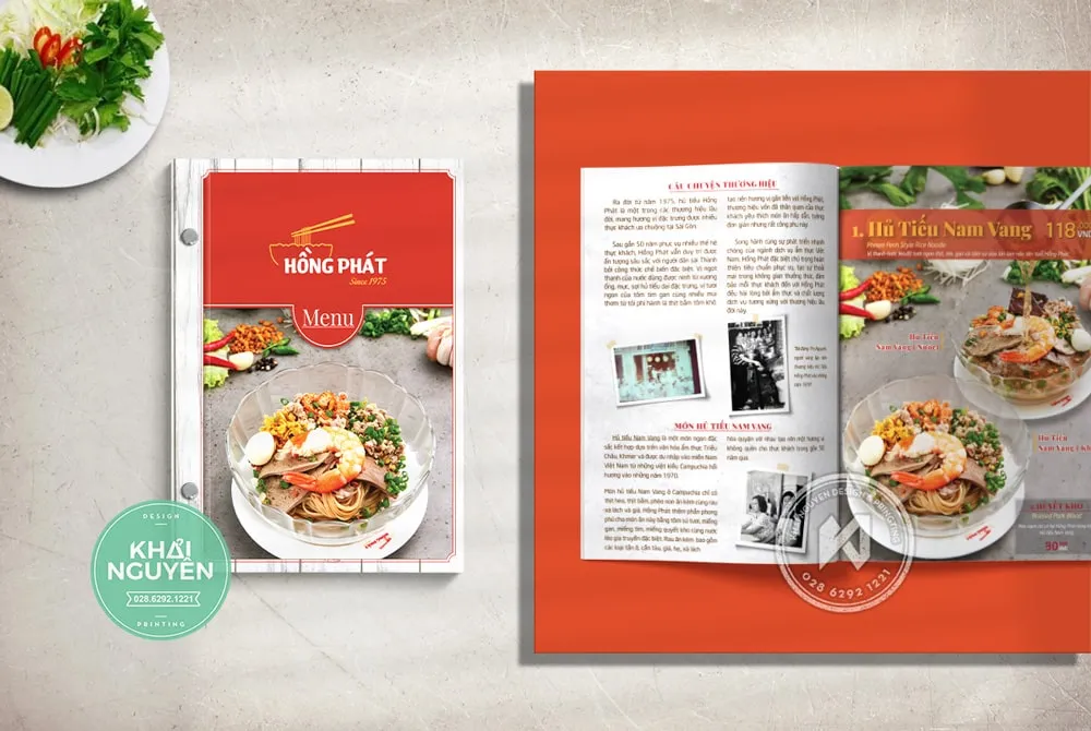 Thiết kế bìa menu Hủ Tiếu Hồng Phát
