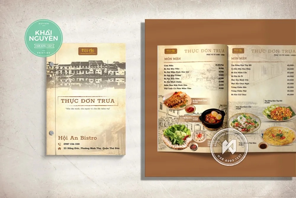 Thực đơn bìa cứng nhà hàng Hội An Bistro