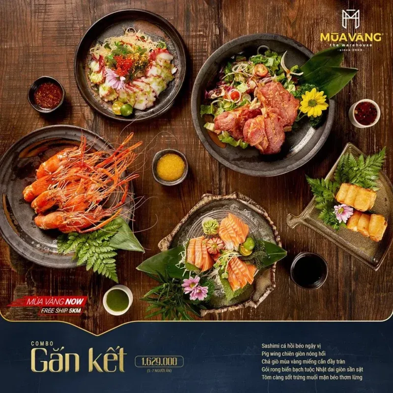 Thực đơn nhà hàng Mùa Vàng với nhiều lựa chọn món ăn phong phú cho tiệc tất niên