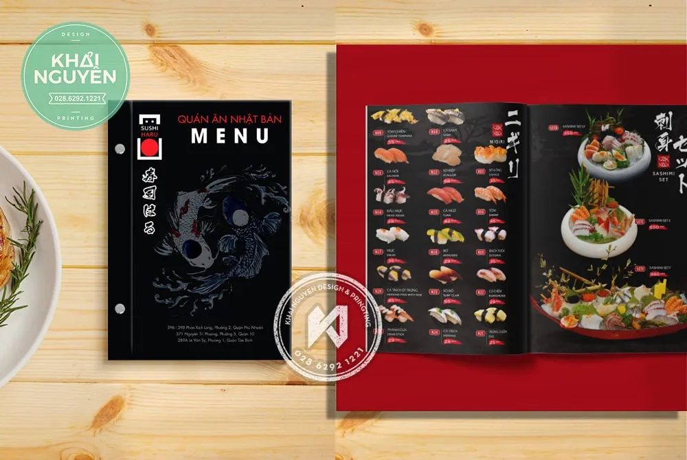 Thiết kế menu nhà hàng Nhật Sushi Haru