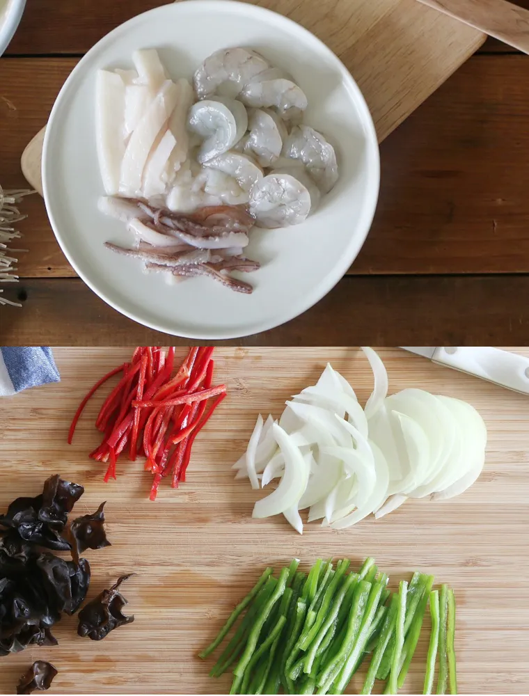 Sơ chế nguyên liệu làm miến trộn