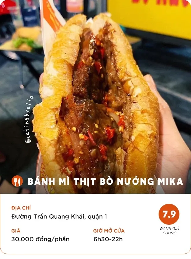 Bánh mì thịt bò nướng Mika với thịt bò mềm và nước sốt đậm đà