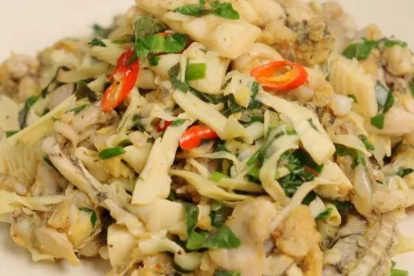 Món ếch xào măng lá lốt hấp dẫn