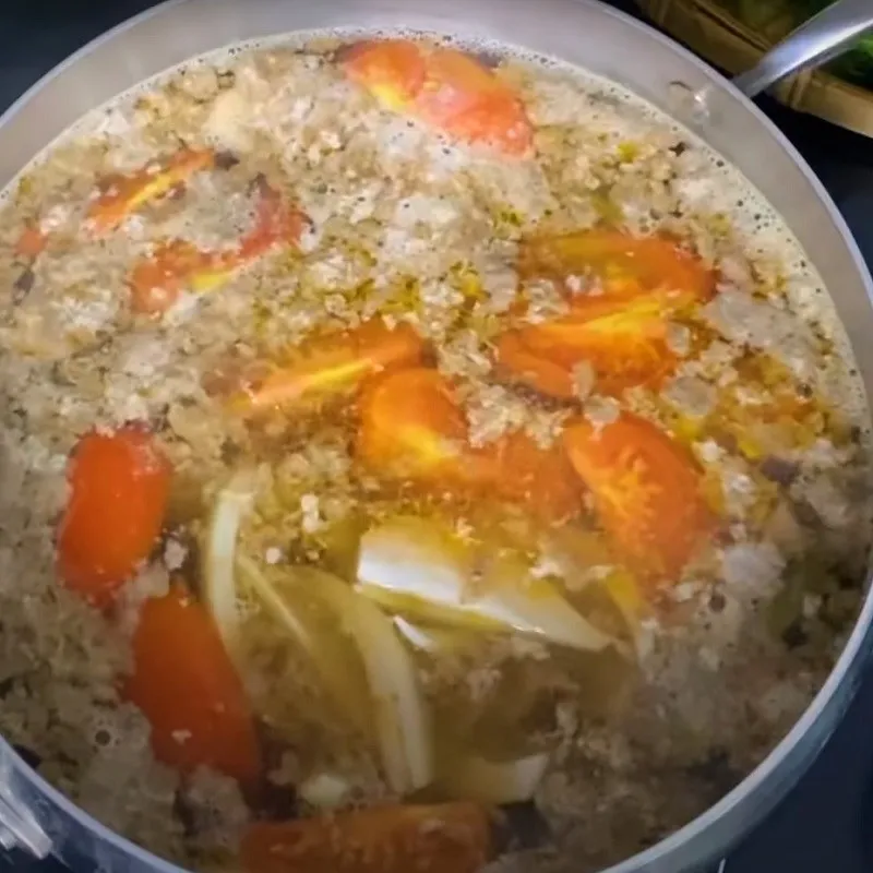 Bước 4 Nấu canh Canh riêu cua nấu ngót