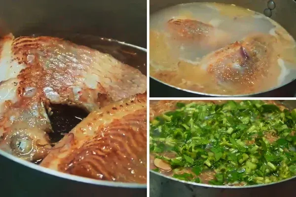 nấu canh cá điêu hồng cùng bắp chuối