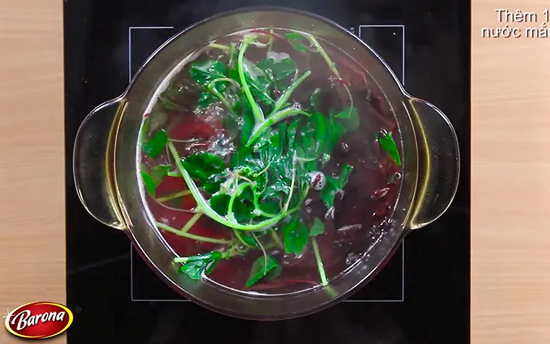 Quy trình nấu canh rau dền mồng tơi trên bếp