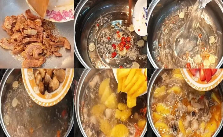 Bước 3 Nấu lẩu Lẩu lòng bò thơm dứa