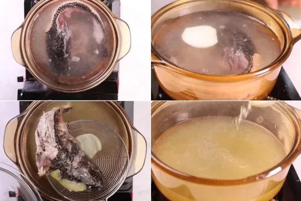 Nấu nước dùng mì Quảng cá lóc