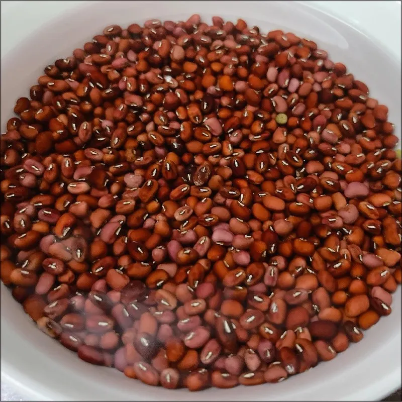 Công đoạn ngâm đậu đỏ và gạo nếp trước khi nấu