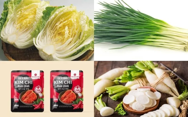 Các nguyên liệu tươi ngon để chuẩn bị gia vị muối kim chi truyền thống ngay tại bếp nhà