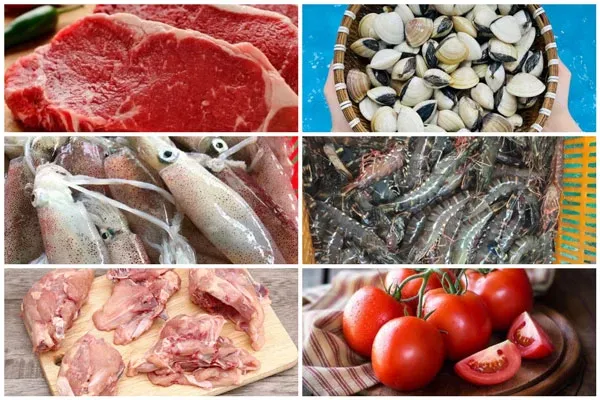 Các loại nguyên liệu tươi ngon để nấu lẩu hải sản chua cay