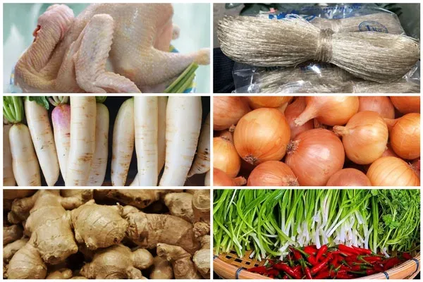 Nguyên liệu chính làm gà nấu miến